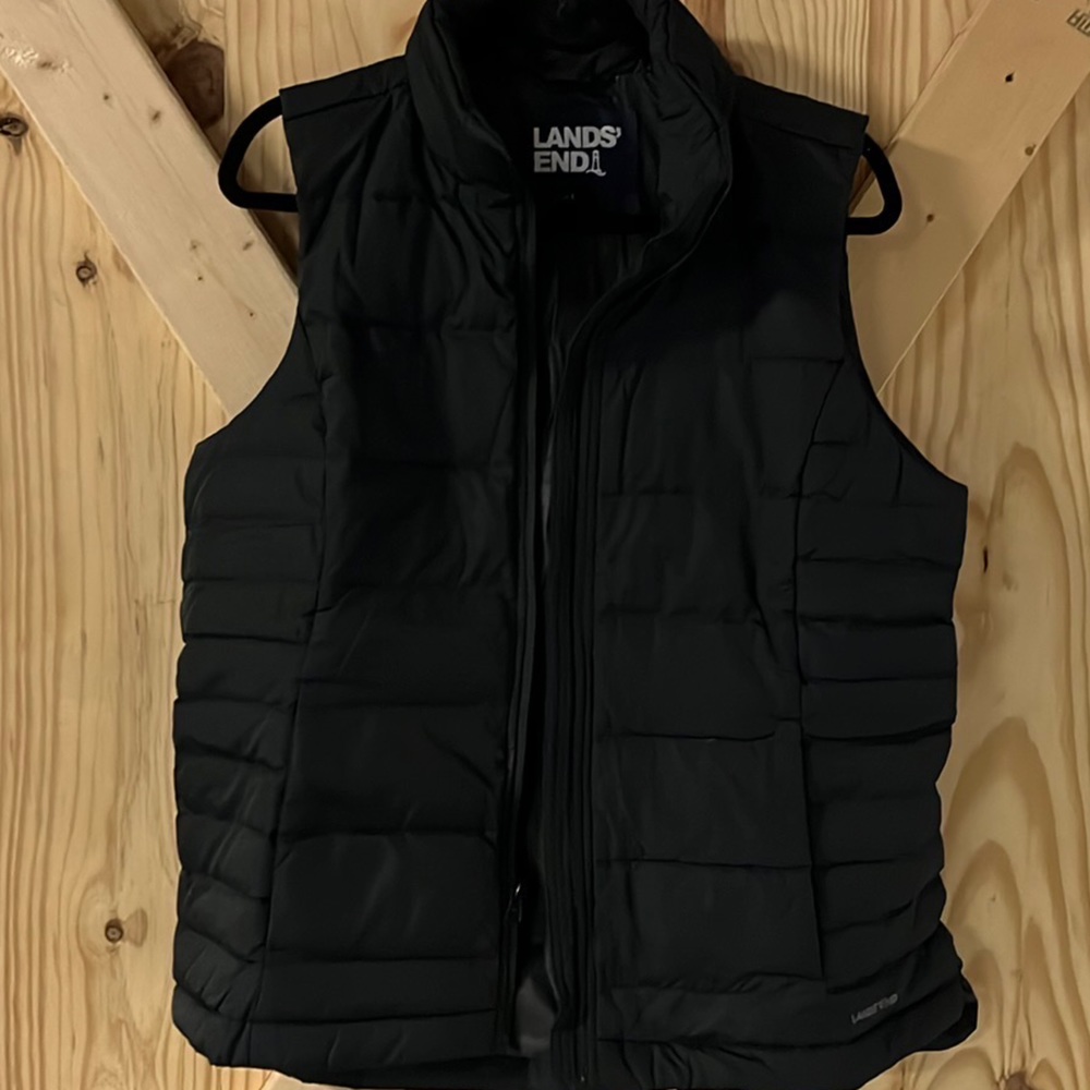 Lands End Black Puffer Vest